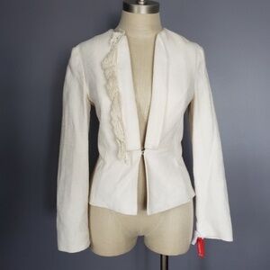 NWT Derek Lam 10 Crosby Fringe Notch Blazer Ivory